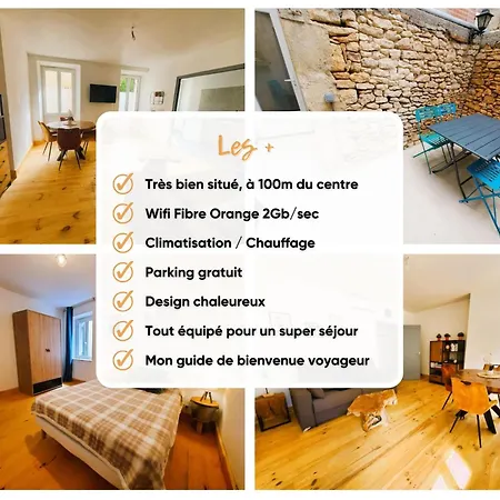 3 Pieces, Climatise, Calme, 100M Du Centre, Parking, 