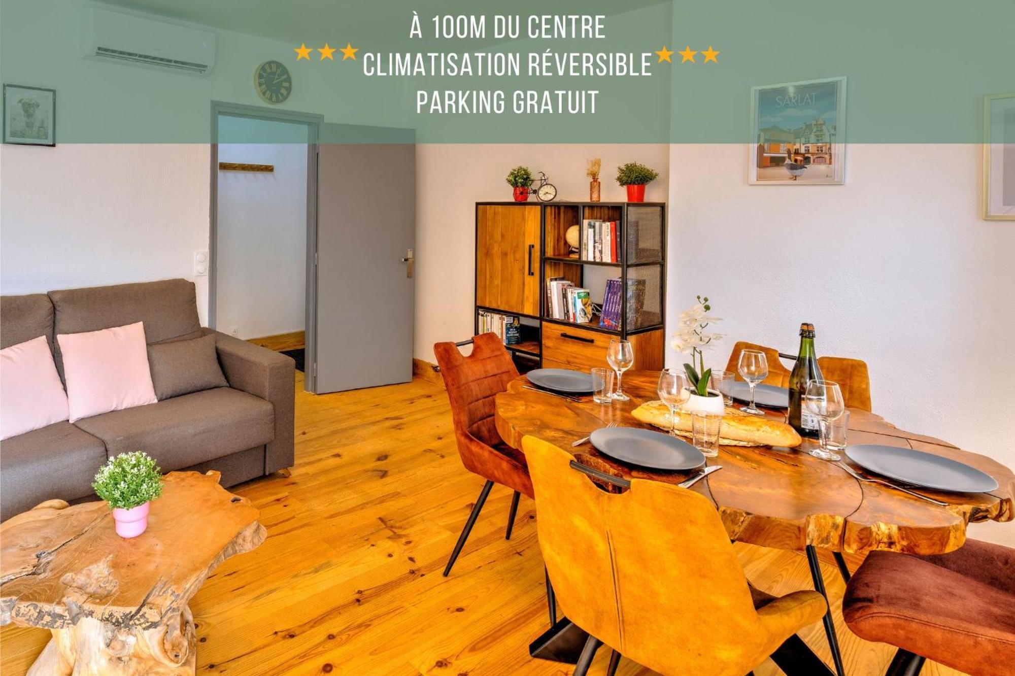 3 Pieces, Climatise, Calme, 100m Du Centre, Parking, 